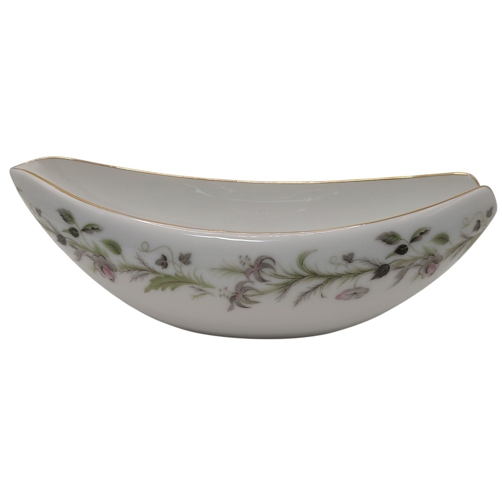 Vintage Sango Canterbury Oval Gravy Boat Floral Mid Century Modern Bone China